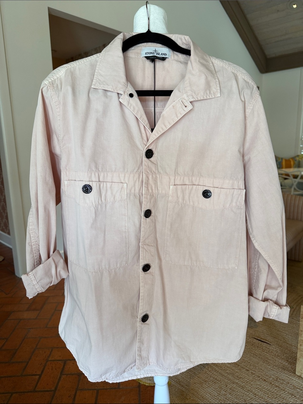 NWT - Stone Island - Women’s Pale Pink Rose Button-Up Overshirt - Size: Large